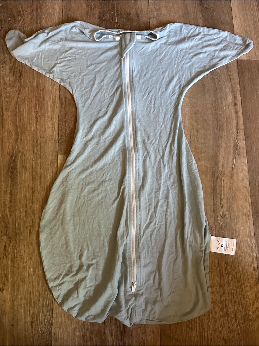 Zigjoy Bamboo Light Blue Baby Swaddle Sleep Sack with Front Zipper